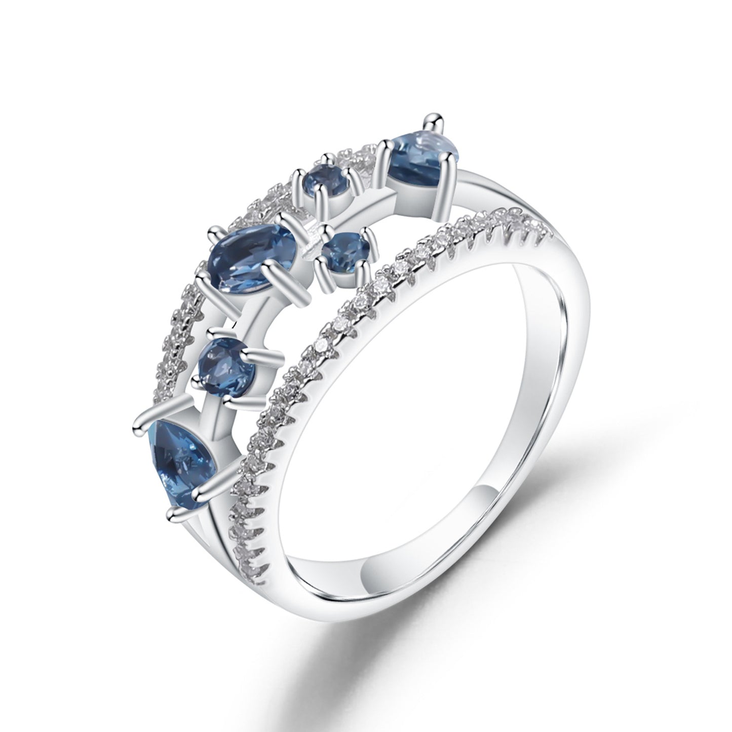 London Blue Topaz Inlaid Gemstone Ring