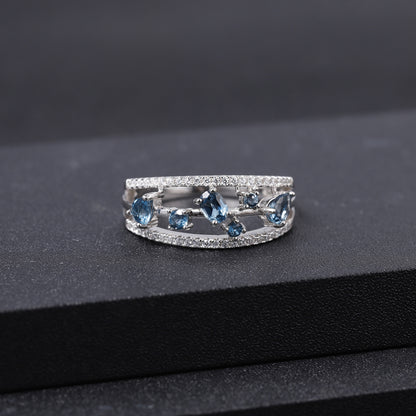 London Blue Topaz Inlaid Gemstone Ring