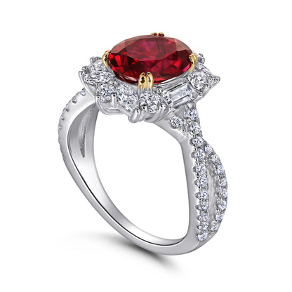 S925 Silver Fashion Personality Sweet Imitation Ruby Ring