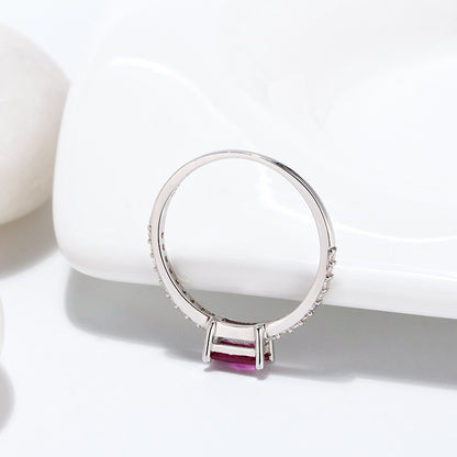 Square Red Zircon Ring