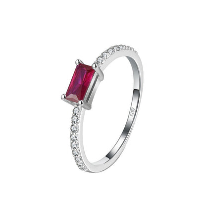 Square Red Zircon Ring