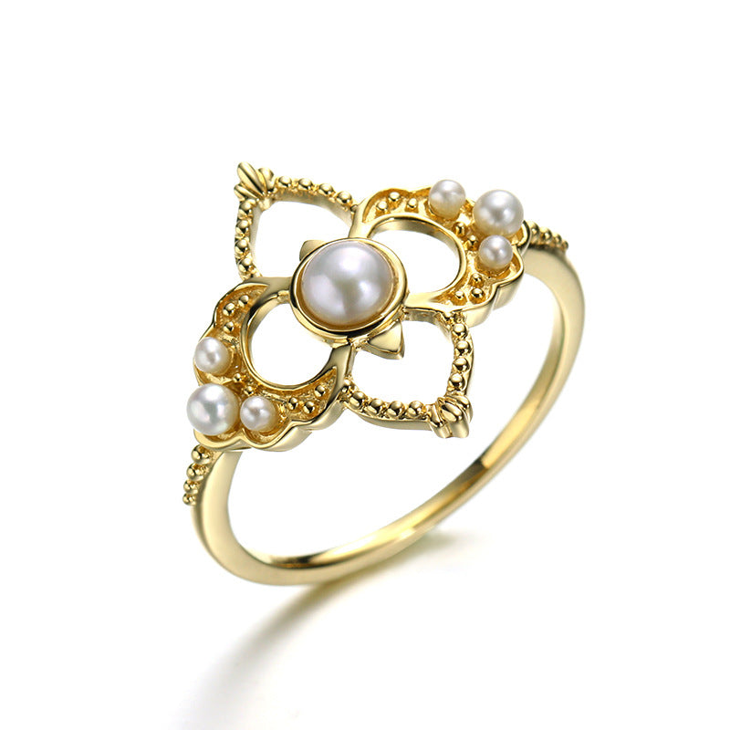 French Vintage Pearl Hollow Ring