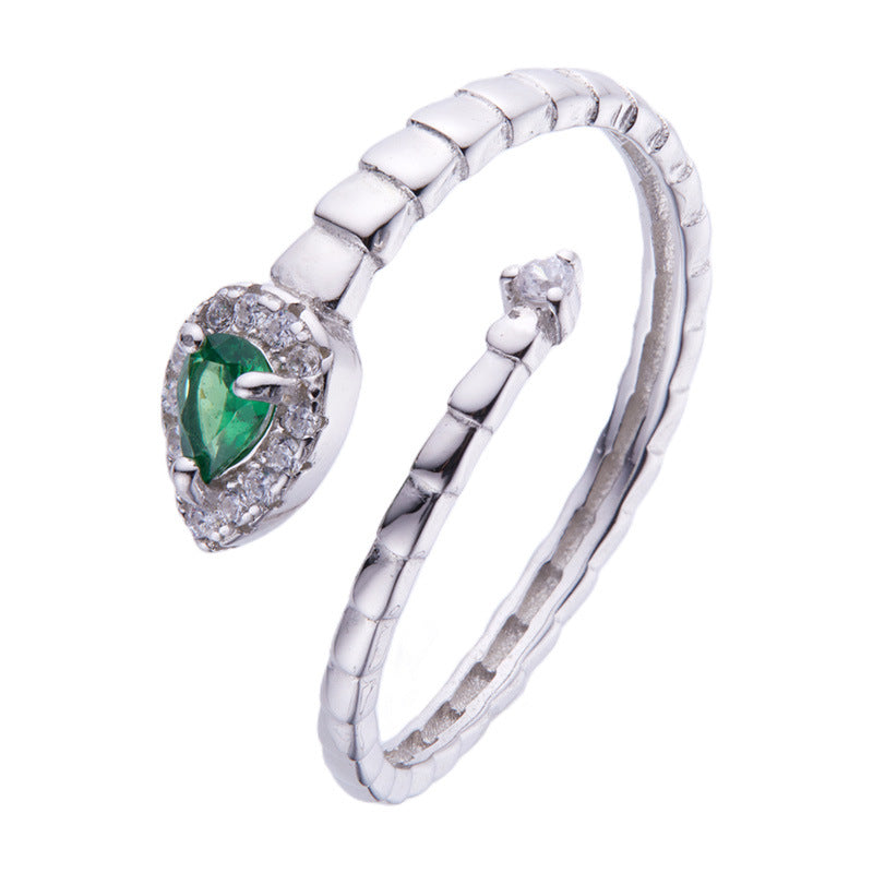 Sterling Silver Green Heart Gemstone Ring Fashion