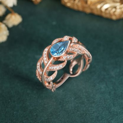 Sterling Silver Gem Inlaid Swiss Blue Topaz Ring