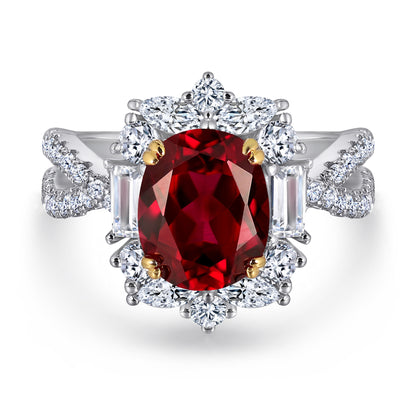 S925 Silver Fashion Personality Sweet Imitation Ruby Ring