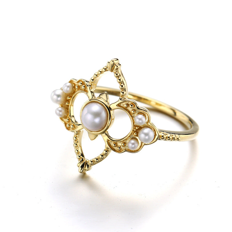 French Vintage Pearl Hollow Ring