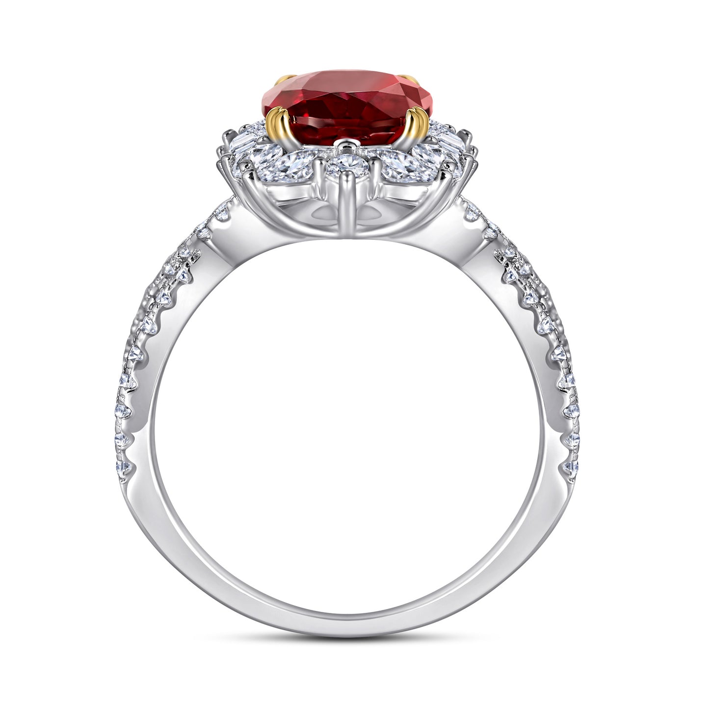 S925 Silver Fashion Personality Sweet Imitation Ruby Ring