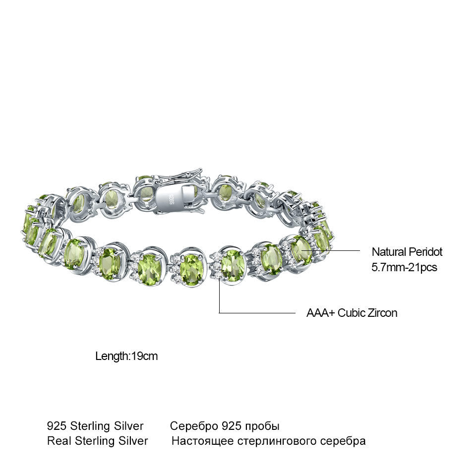 Natural Peridot Sterling Silver Bracelet