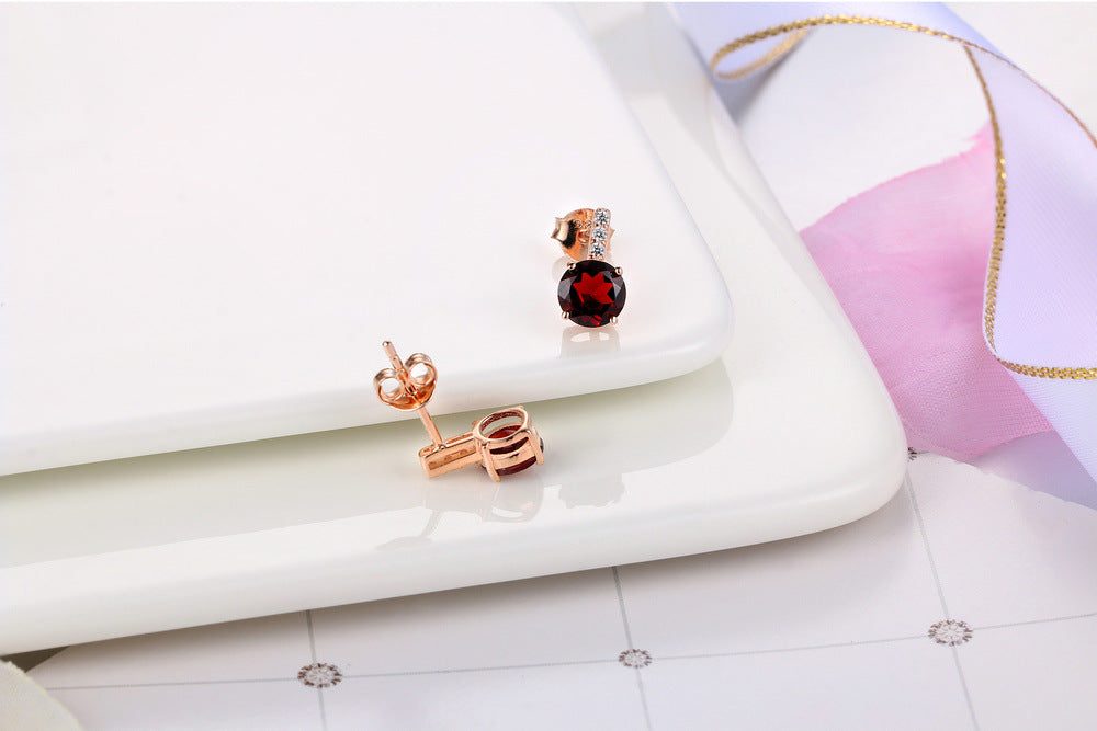 Natural Round Garnet Earrings