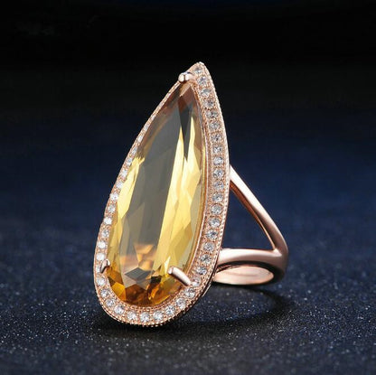 Natural Citrine Stone Ring