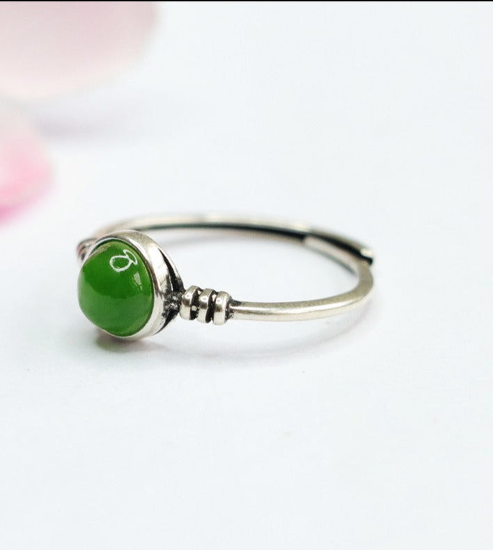  Natural Hetian Jade Jasper Ring