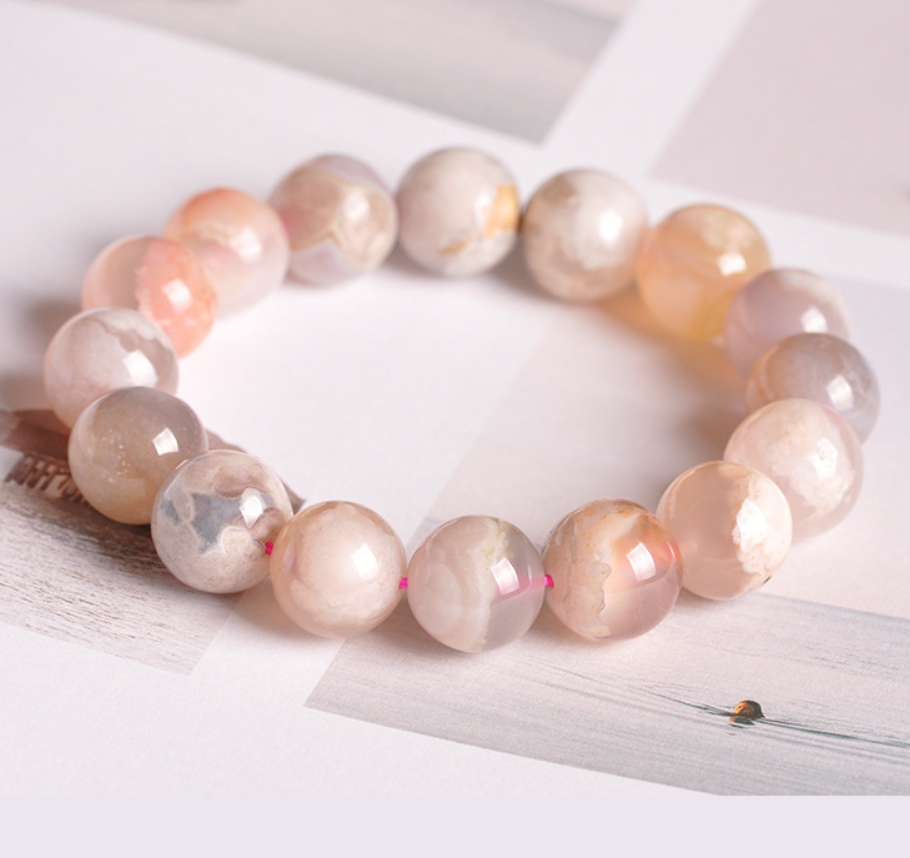 Cherry Blossom Natural Agate Bracelet