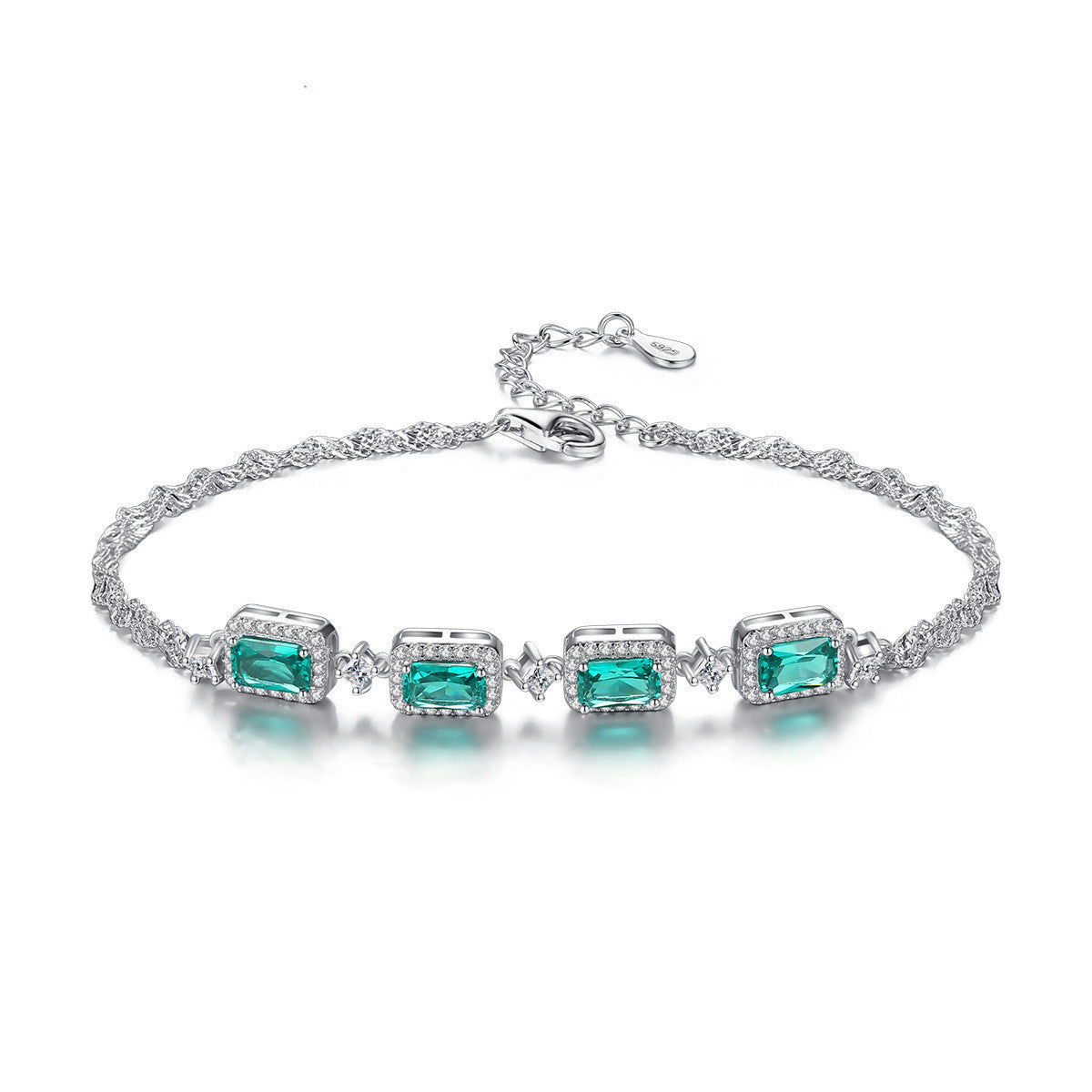 Emerald Silver 925 Bracelet