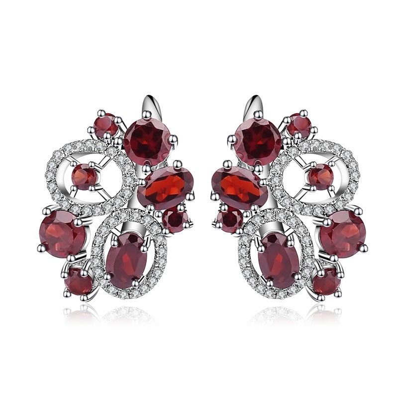 Natural Stone Garnet Earrings