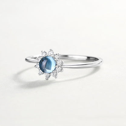 Blue Topaz Sunflower Ring