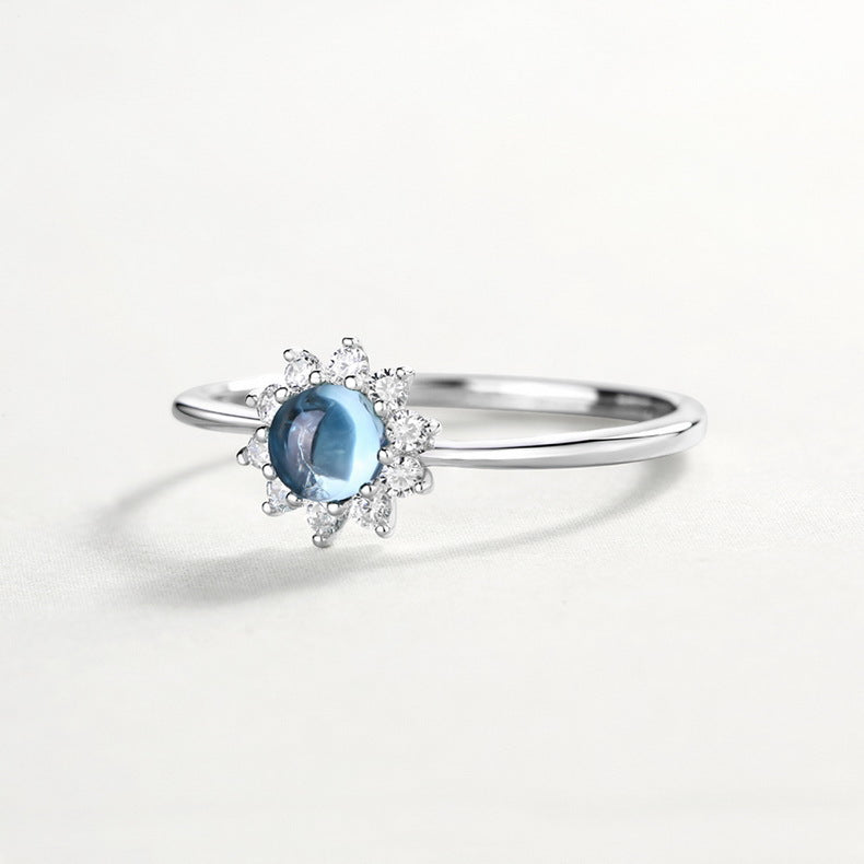 Blue Topaz Sunflower Ring