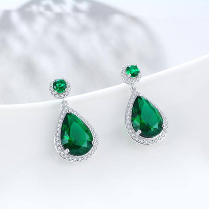 Water Drop Emerald Stud Earrings