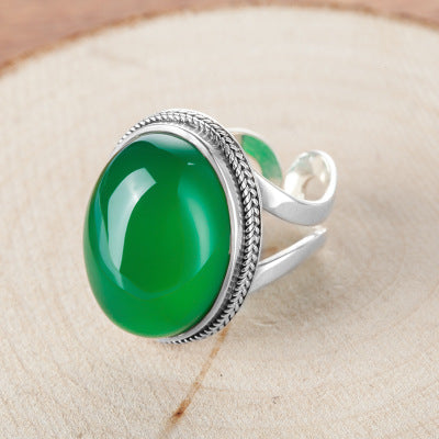 Natural Green Chalcedony Vintage Ring