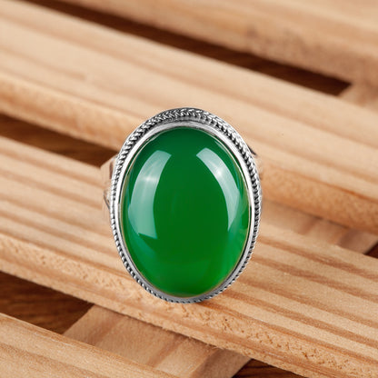 Natural Green Chalcedony Vintage Ring