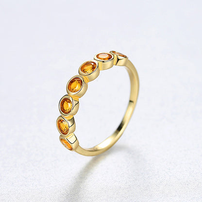 Citrine Band Sterling Silver Ring