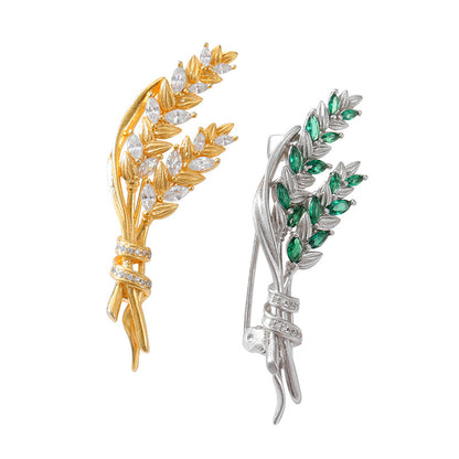 Women's Personality Temperament Sterling Silver Wheat Ear Brooch