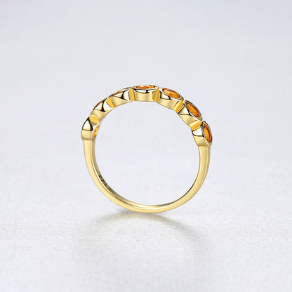 Citrine Band Sterling Silver Ring