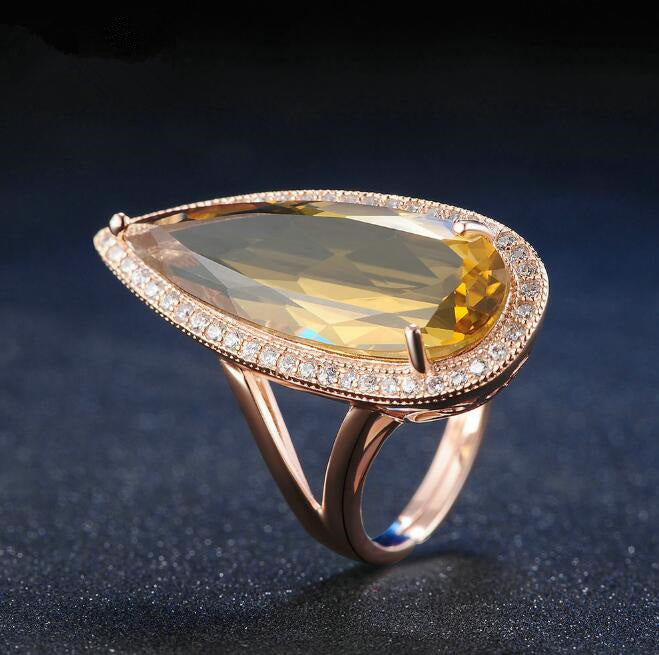 Natural Citrine Stone Ring