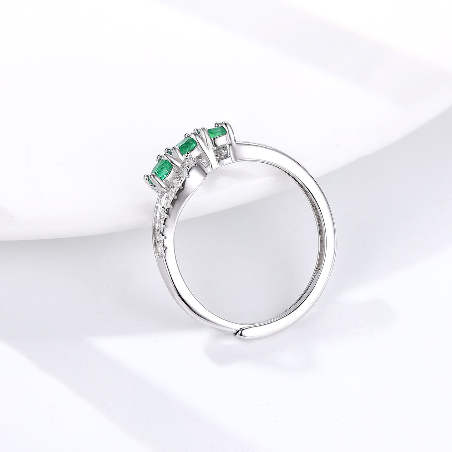 Luxury Natural Emerald Ring S925 Silver Opening