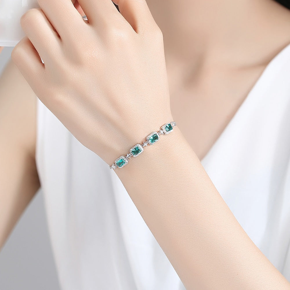 Emerald Silver 925 Bracelet