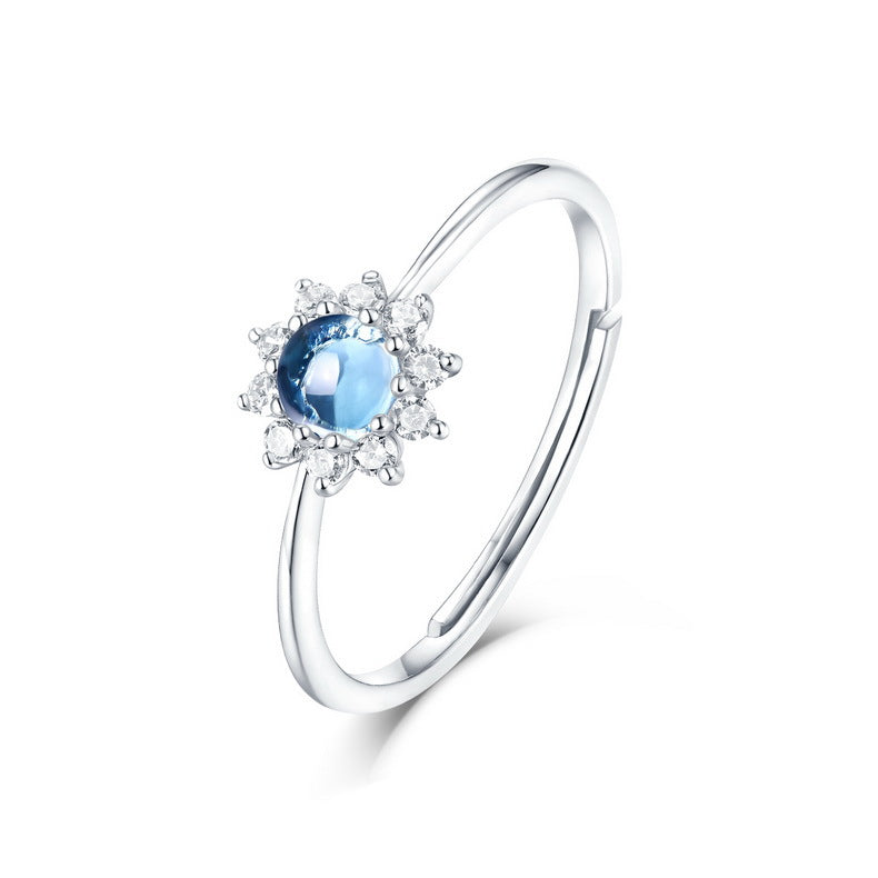 Blue Topaz Sunflower Ring