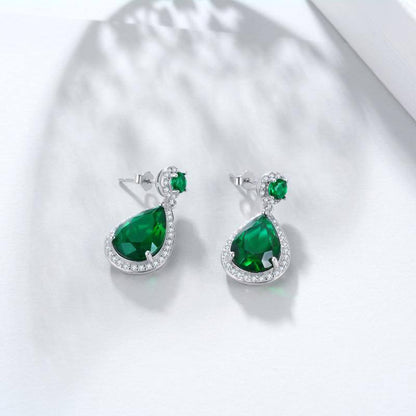 Water Drop Emerald Stud Earrings