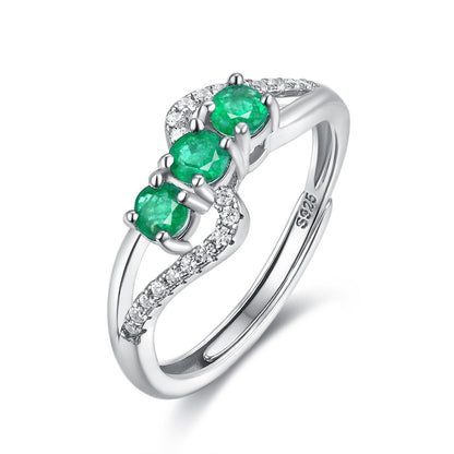 Luxury Natural Emerald Ring S925 Silver Opening