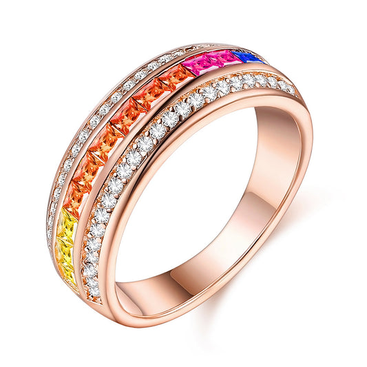 Rainbow  Sterling Silver Women's Fashion Ring