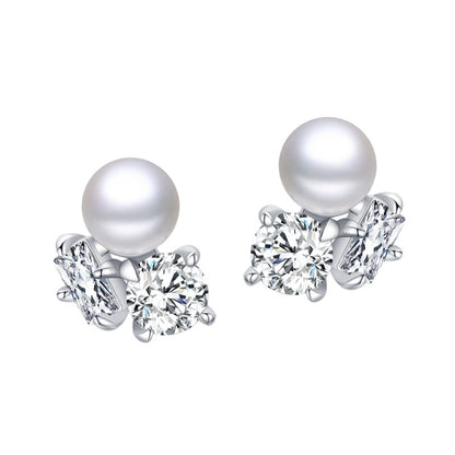 Diamond Pearl Stud Earrings