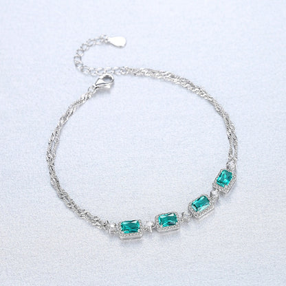 Emerald Silver 925 Bracelet