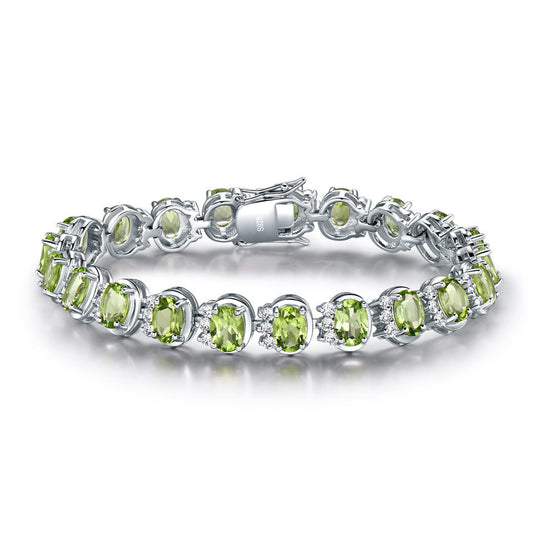 Natural Peridot Sterling Silver Bracelet