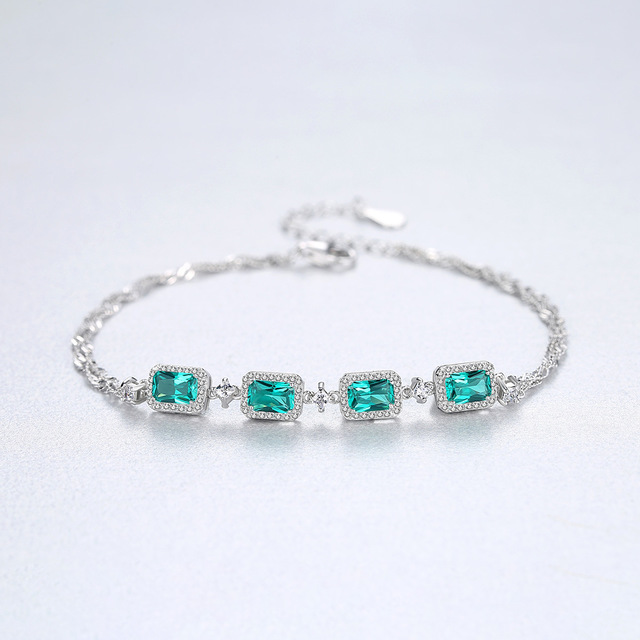 Emerald Silver 925 Bracelet