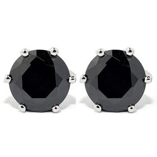 Black Agate Stud Four-Claw Earrings Hypoallergenic