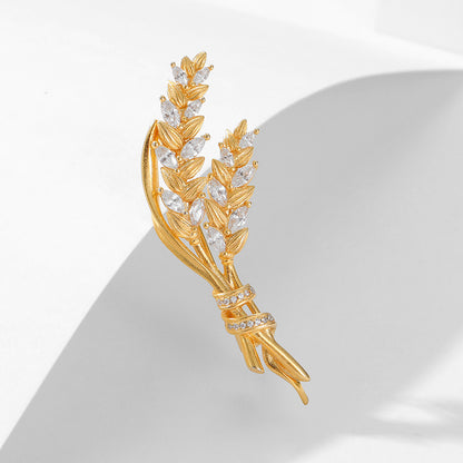 Women's Personality Temperament Sterling Silver Wheat Ear Brooch