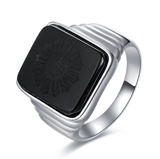 Black Onyx Men's Silver Ring