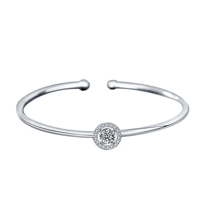 Moissanite Round Bag Sterling Silver Bracelet