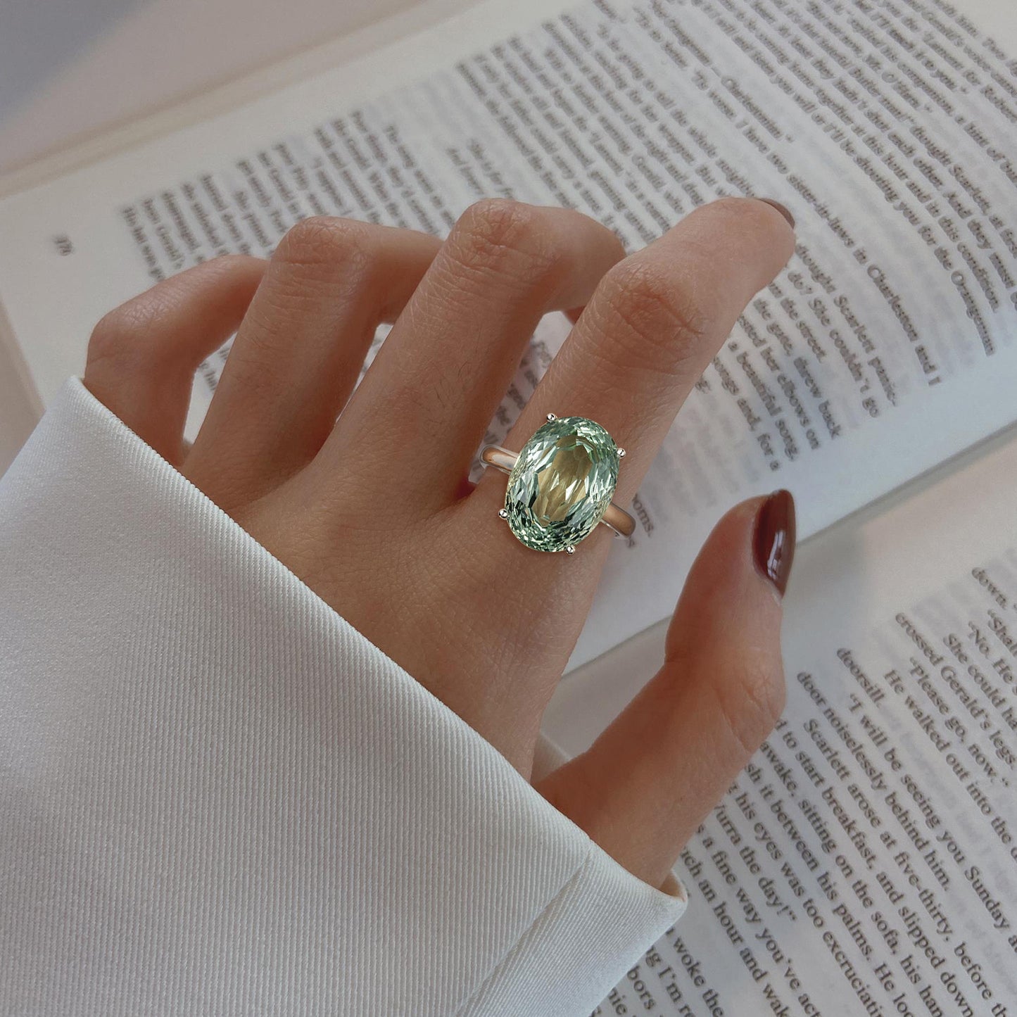 Natural Green Amethyst Ring