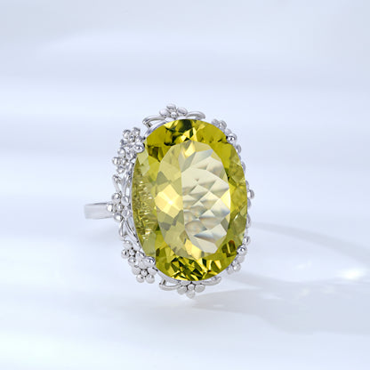 Natural Lemon Crystal Ring