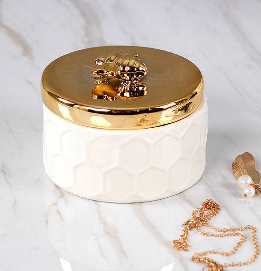 Golden Bee Luxurious Design Jewelry Ceramic Box - Jewelry Storage