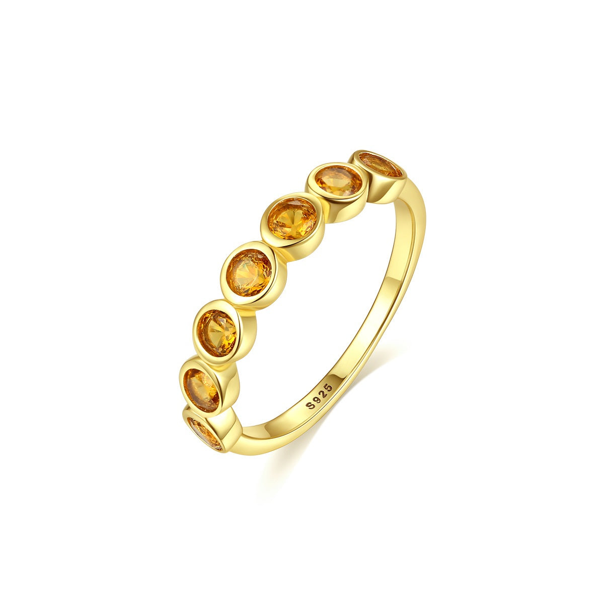 Citrine Band Sterling Silver Ring