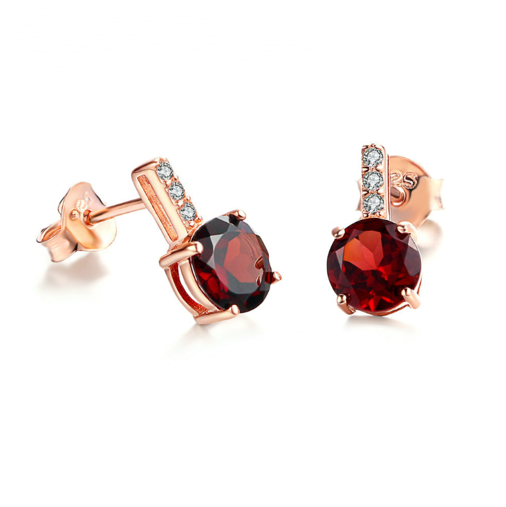 Natural Round Garnet Earrings