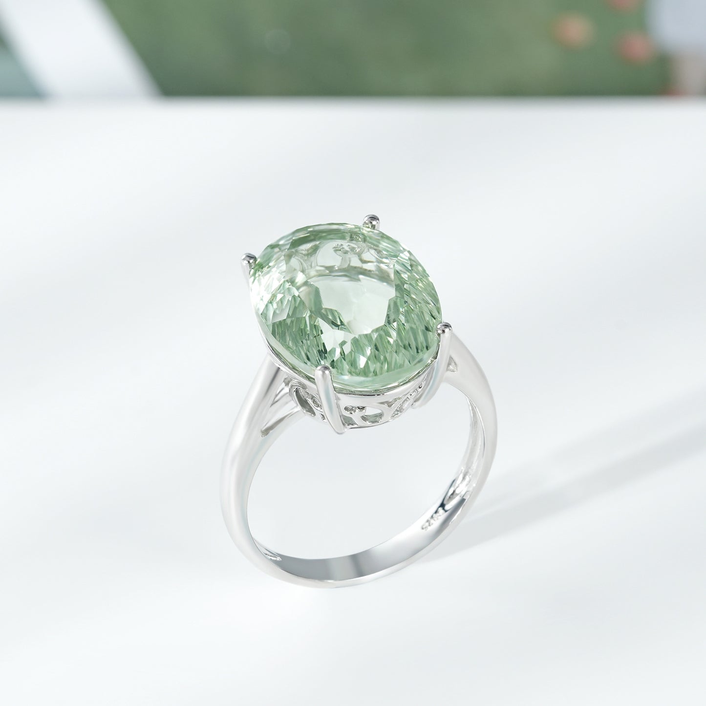 Natural Green Amethyst Ring