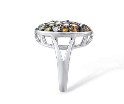 Colorful Stones Sterling Silver Ring