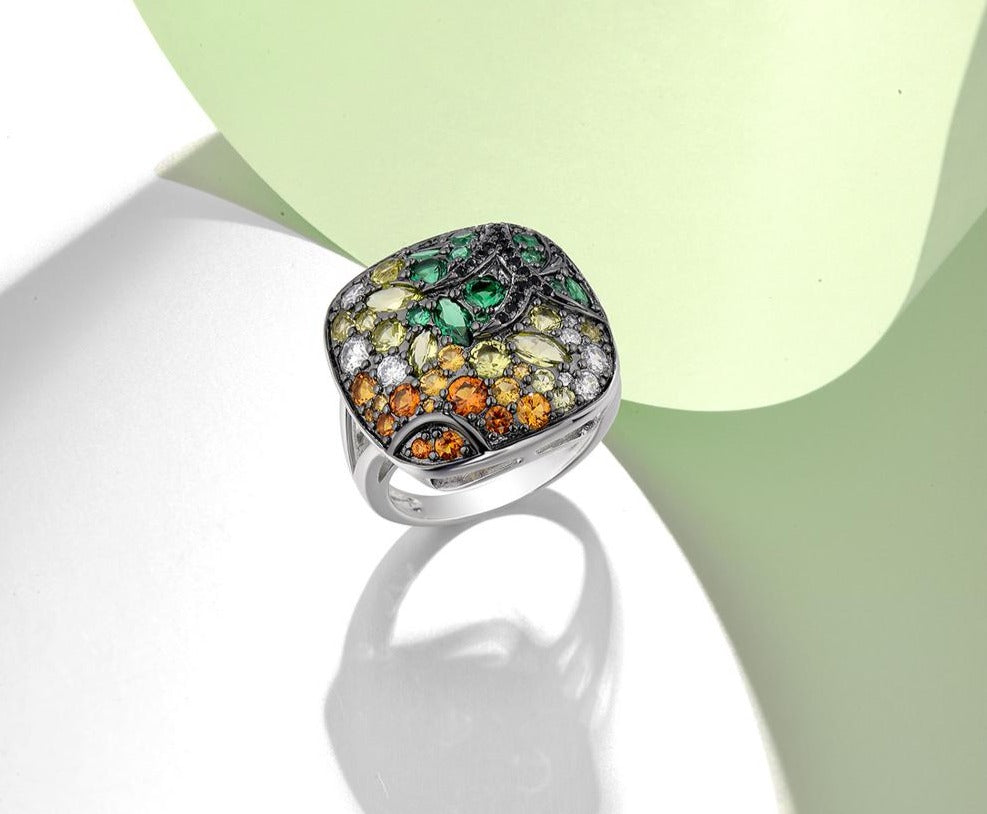 Colorful Stones Sterling Silver Ring