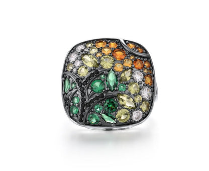 Colorful Stones Sterling Silver Ring